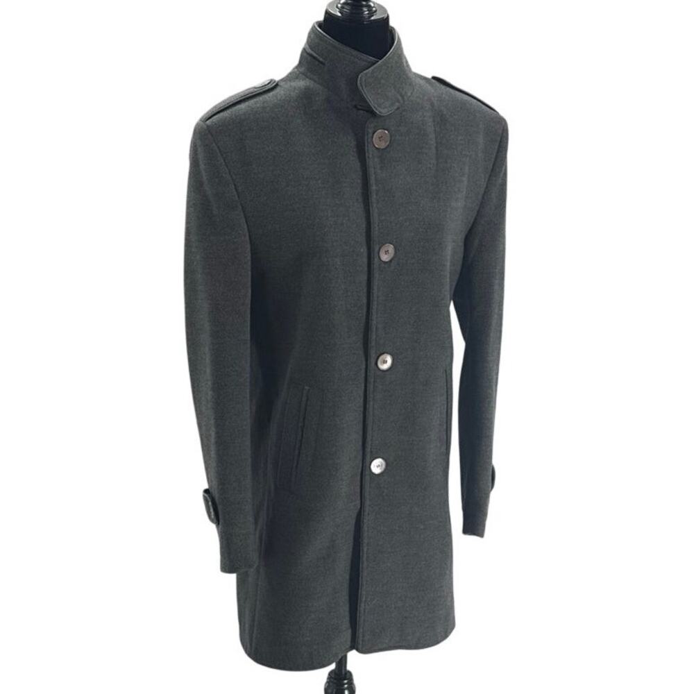 LORETA Gray Formal Coat Stand Up Collar Women's Large Men Med - Picture 9 of 9
